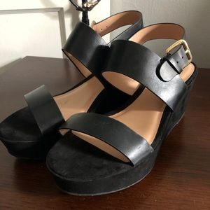 Vegan leather & suede platform sandal